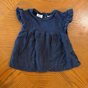 Zara Midnight Blue Ruffle Sleeve Kids Blouse